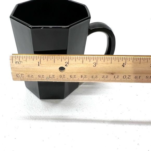 Vintage Set of 4 ARCOROC France OCTIME Black Glass Octogon Coffee Mugs Cups - Picture 7 of 8